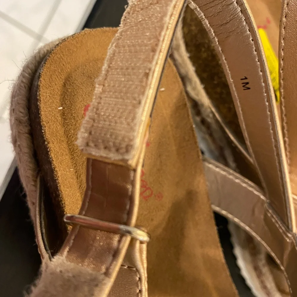 Jellypop Girls Light Gold Lanza Espadrille Platform Sandals - 1